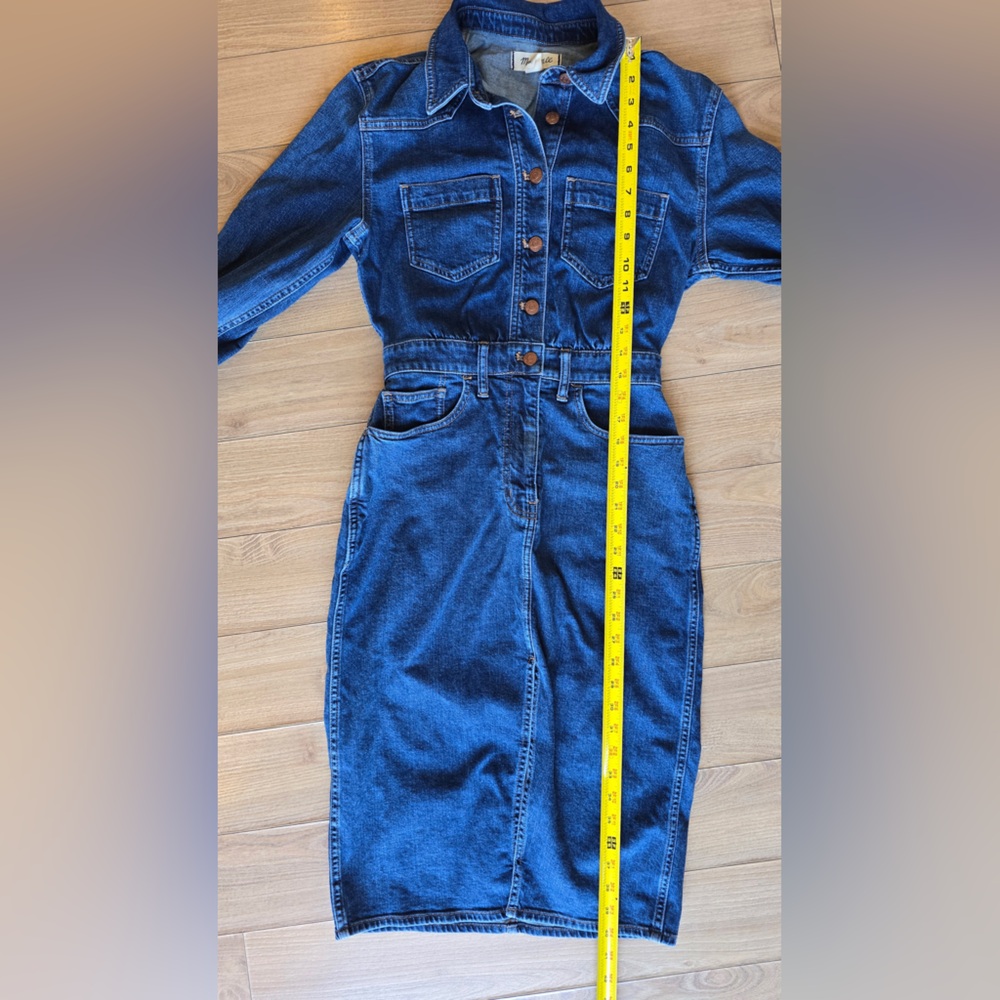Madewell Denim Shirt Dress Size 0 | Button Front Western Utility Jean Dress - Picture 8 of 9